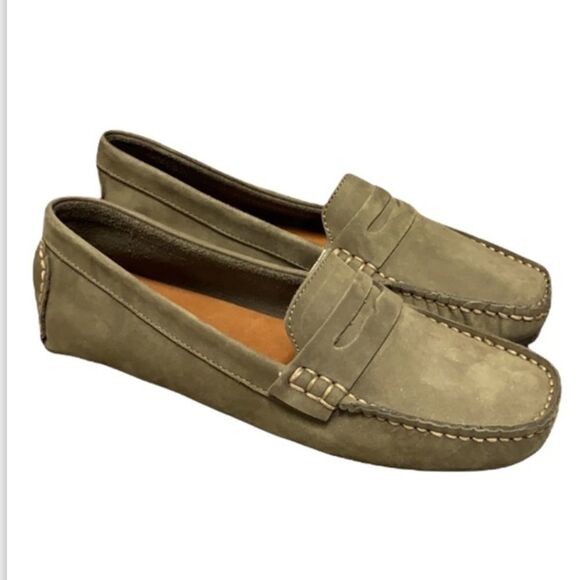 Charleston Shoe Co. Suede Loafers-Tradd-Olive 7 - Picture 1 of 8